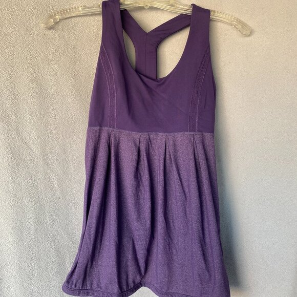 Lululemon Purple Two-Tone No Limits Tank with Built-In Bra | Racerback Flowy Ath - Picture 1 of 5